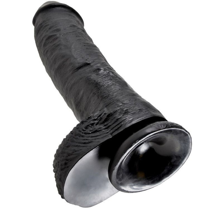 KING COCK - DILDO BLACK WITH BALLS 25.4 CM