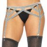 LEG AVENUE - LIGUERO ELÁSTICO DE LÚREX PLATEADO TALLA ÚNICA