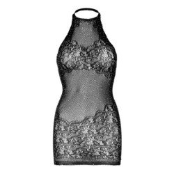 LEG AVENUE - MINIVESTIDO HALTER CON PEDRERÍA - TALLA ÚNICA - NEGRO