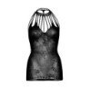 LEG AVENUE - MINIVESTIDO DE ENCAJE CON RECORTES - TALLA ÚNICA - NEGRO