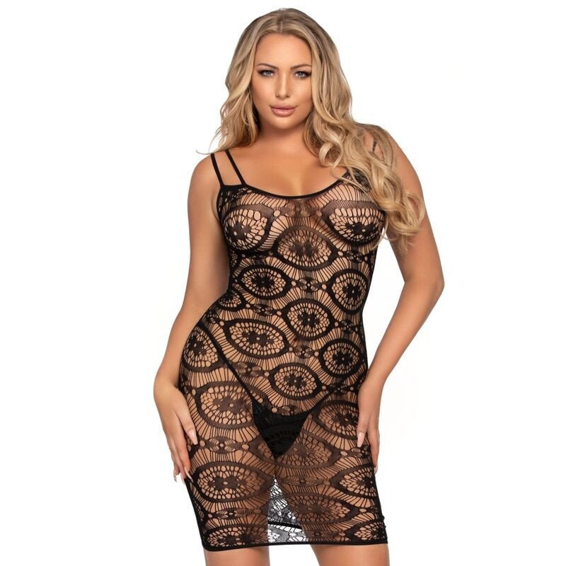 LEG AVENUE - MINIVESTIDO DE CROCHET CON MARGARITAS, TALLA ÚNICA