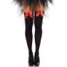 LEG AVENUE - MEDIAS ALTAS DE NYLON NEGRAS CON LAZO ROJO - TALLA ÚNICA