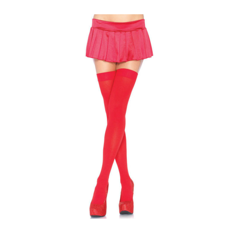 LEG AVENUE - MEDIAS ALTAS DE NYLON ROJAS