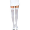 LEG AVENUE - MEDIAS ALTAS DE NYLON CON LAZO BLANCO / BLANCO