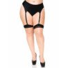 LEG AVENUE - MEDIAS ALTAS DE LYCRA TRANSPARENTE DE 2 TONOS CON COSTURA TRASERA Y TACÓN CUBANO
