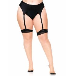 LEG AVENUE - MEDIAS ALTAS DE LYCRA TRANSPARENTE DE 2 TONOS CON COSTURA TRASERA Y TACÓN CUBANO