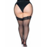 LEG AVENUE - OUTLET - MEDIAS DE NYLON NEGRAS CON BORDE DE ENCAJE PLUS
