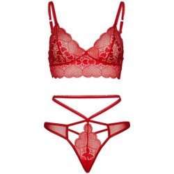 LEG AVENUE - CONJUNTO DE 2 PIEZAS: BRALETTE Y TANGA DE ENCAJE, TALLA M/L