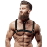 ACTITUD SUMISA FETICHE - ARNÉS DE PECHO AJUSTABLE DE CUERO ECOLÓGICO CON COLLAR PARA HOMBRES