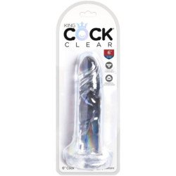 KING COCK - PENE REALISTA TRANSPARENTE DE 15,5 CM