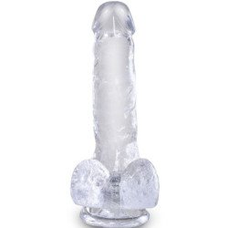 KING COCK - PENE REALISTA TRANSPARENTE CON TESTÍCULOS DE 13,5 CM