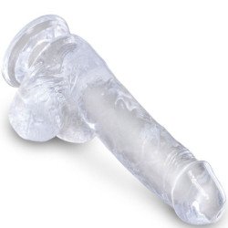KING COCK - PENE REALISTA TRANSPARENTE CON TESTÍCULOS DE 13,5 CM