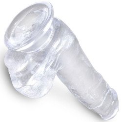KING COCK - PENE REALISTA TRANSPARENTE CON TESTÍCULOS DE 13,5 CM