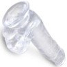 KING COCK - PENE REALISTA TRANSPARENTE CON TESTÍCULOS DE 13,5 CM