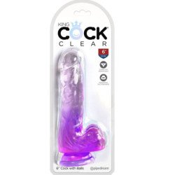 KING COCK CLEAR - PENE REALISTICO CON TESTICULOS 13.5 CM MORADO