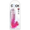 KING COCK - PENE REALISTA TRANSPARENTE CON TESTÍCULOS 13,5 CM ROSA