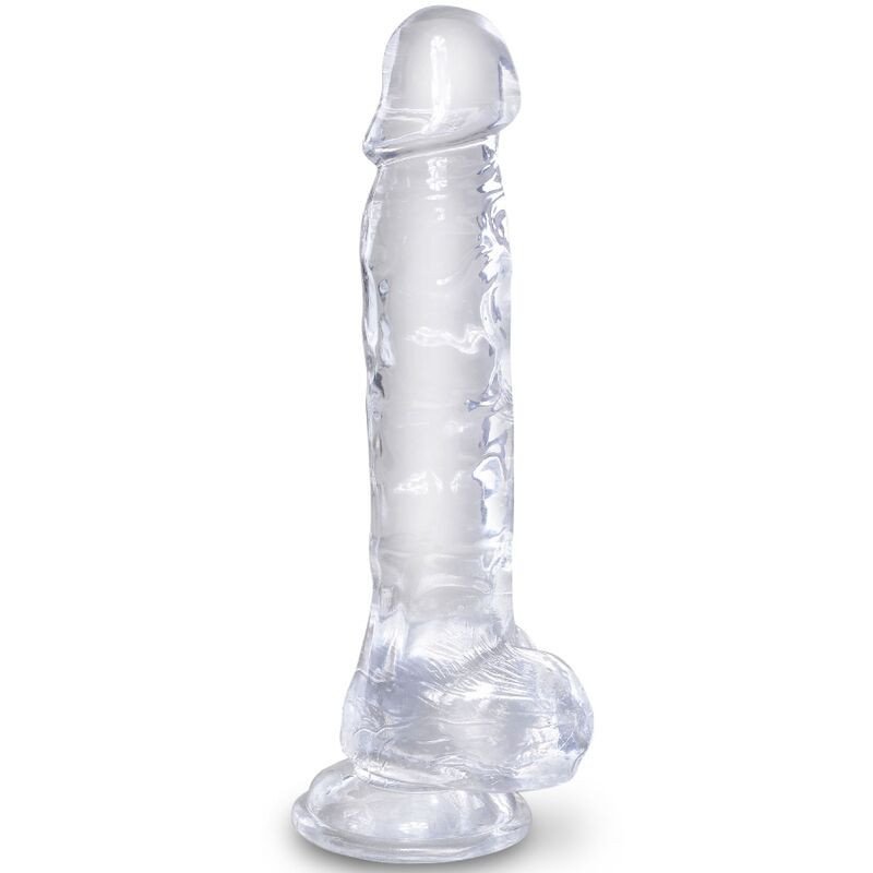 KING COCK - PENE REALISTA TRANSPARENTE CON TESTÍCULOS DE 16,5 CM