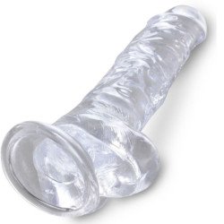 KING COCK - PENE REALISTA TRANSPARENTE CON TESTÍCULOS DE 16,5 CM