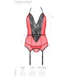 PASSION - CORSET PEONÍA LÍNEA ERÓTICA ROJO S/M