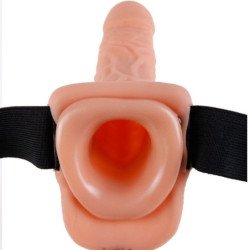 SERIE FETISH FANTASY - ARNÉS AJUSTABLE, CONTROL REMOTO, PENE REALISTA CON TESTÍCULOS DE 23 CM