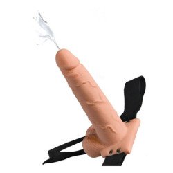 SERIE FETISH FANTASY - ARNÉS AJUSTABLE, PENE REALISTA CON TESTÍCULOS QUE EYACULA, 19 CM