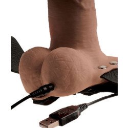 SERIE FETISH FANTASY - ARNÉS AJUSTABLE, PENE REALISTA CON TESTÍCULOS RECARGABLES Y VIBRADOR DE 15 CM