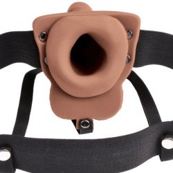 SERIE FETISH FANTASY - ARNÉS AJUSTABLE, PENE REALISTA CON TESTÍCULOS RECARGABLES Y VIBRADOR DE 15 CM