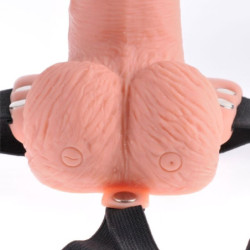 FETISH FANTASY SERIE - ARNÉS AJUSTABLE, CONTROL REMOTO, PENE REALISTA CON TESTÍCULOS RECARGABLES Y VIBRADOR DE 15 CM