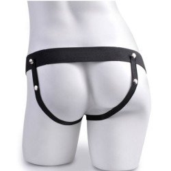 SERIE FETISH FANTASY - ARNÉS AJUSTABLE, CONTROL REMOTO, PENE REALISTA CON TESTÍCULOS RECARGABLES Y VIBRADOR DE 15 CM
