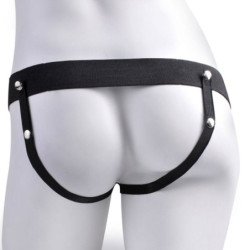 SERIE FETISH FANTASY - ARNÉS AJUSTABLE, PENE REALISTA CON TESTÍCULOS, RECARGABLE Y VIBRADOR DE 17,8 CM