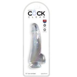 KING COCK - DILDO TRANSPARENTE CON TESTÍCULOS DE 15,2 CM