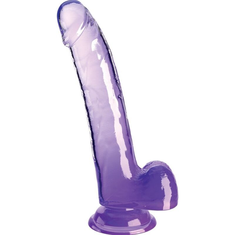KING COCK - DILDO TRANSPARENTE CON TESTÍCULOS 20,3 CM MORADO