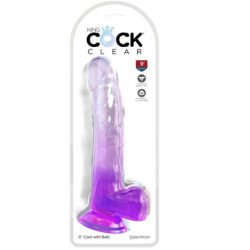 KING COCK - DILDO TRANSPARENTE CON TESTÍCULOS 20,3 CM MORADO