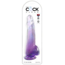 KING COCK - DILDO TRANSPARENTE CON TESTÍCULOS 19 CM MORADO