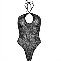 LEG AVENUE - BODY SIN COSTURAS CON CUELLO HALTER NEGRO