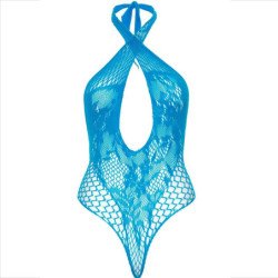 LEG AVENUE - CAMISETA DE PELUCHE CON ENCAJE AZUL