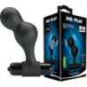 MR PLAY - VIBRADOR DE SILICONA NEGRA CON TAPÓN ANAL