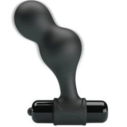 MR PLAY - VIBRADOR DE SILICONA NEGRA CON TAPÓN ANAL