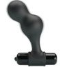 MR PLAY - VIBRADOR DE SILICONA NEGRA CON TAPÓN ANAL