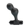 MR PLAY - VIBRADOR DE SILICONA NEGRA CON TAPÓN ANAL
