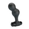 MR PLAY - VIBRADOR DE SILICONA NEGRA CON TAPÓN ANAL