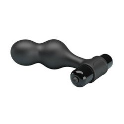 MR PLAY - VIBRADOR DE SILICONA NEGRA CON TAPÓN ANAL