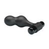 MR PLAY - VIBRADOR DE SILICONA NEGRA CON TAPÓN ANAL