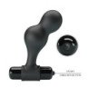 MR PLAY - VIBRADOR DE SILICONA NEGRA CON TAPÓN ANAL
