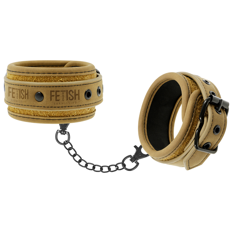 FETISH SUBMISSIVE ORIGEN - PULSERAS DE TOBILLO DE CUERO VEGANO CON FORRO DE NEOPRENO