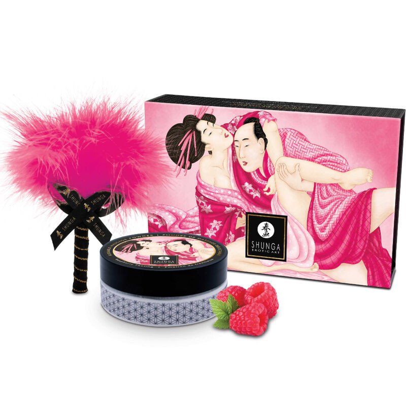 SHUNGA - KIT DE POLVO COMESTIBLE PARA MASAJE CON SABOR A FRAMBUESA
