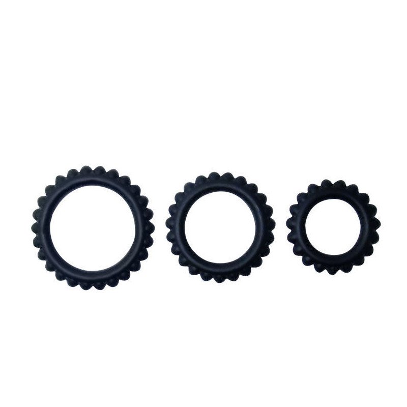 BAILE  TITAN SET 3PCS COCK RING BLACK 2.8 + 2.4 + 1.9 CM