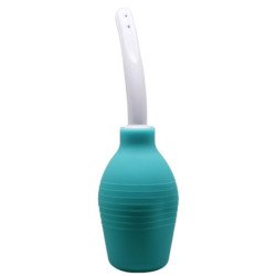 MR PLAY - DUCHA DE GOMA AZUL CON FORMA DE PERA ANAL