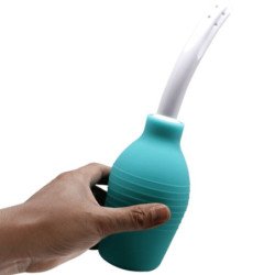 MR PLAY - DUCHA DE GOMA AZUL CON FORMA DE PERA ANAL