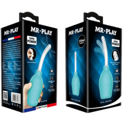MR PLAY - DUCHA DE GOMA AZUL CON FORMA DE PERA ANAL